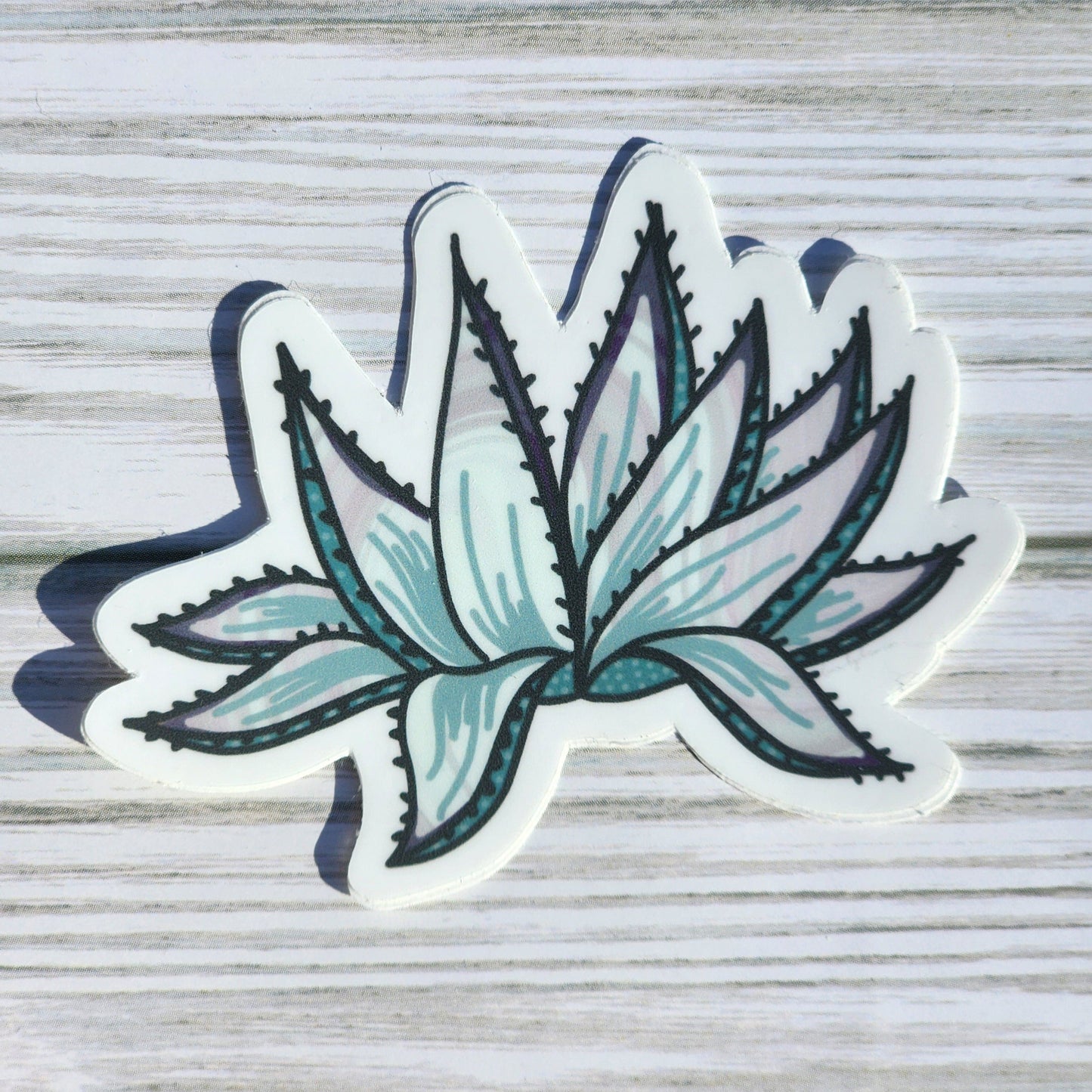 Minimal succulent illustration in neutral swirled colors – waterproof and dishwasher-safe sticker.