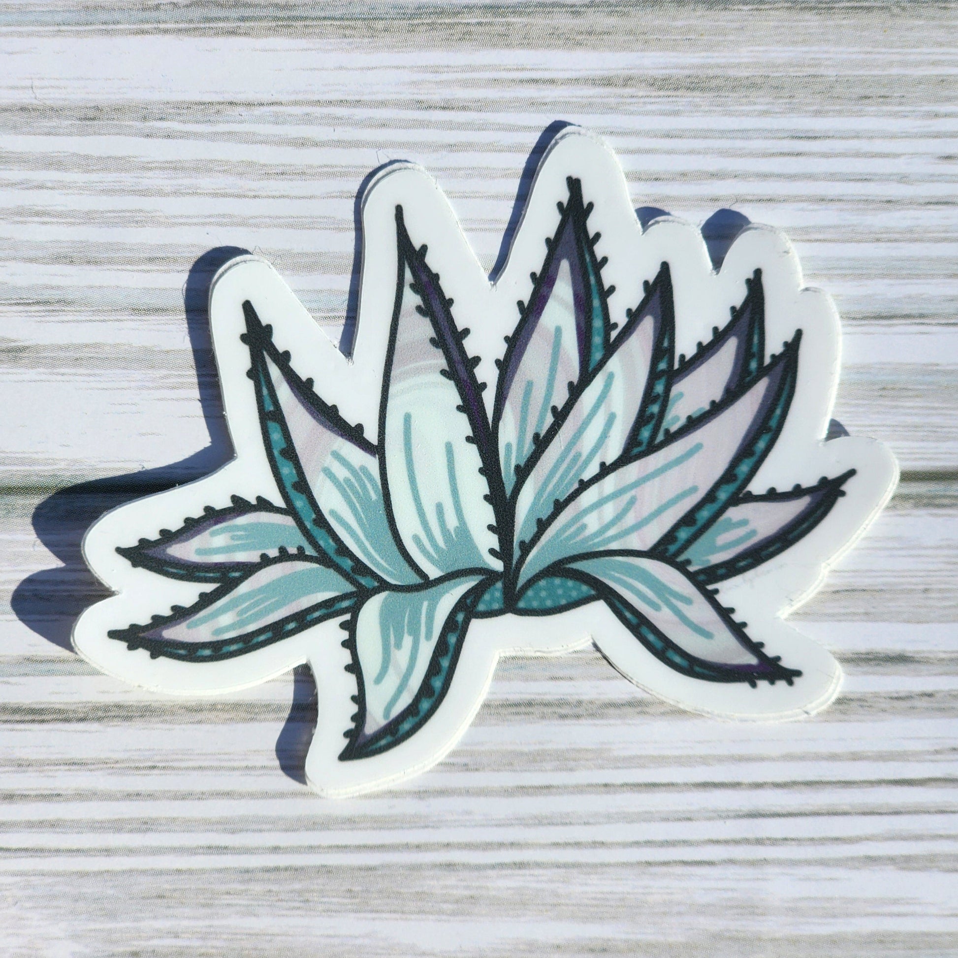 Minimal succulent illustration in neutral swirled colors – waterproof and dishwasher-safe sticker.